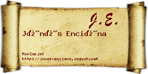 Jónás Enciána névjegykártya